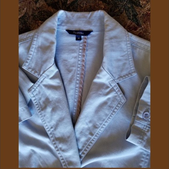 Vintage 90s, pale blue, fitted, comfortable cotton jacket/blazer, S, Reitmans - Picture 1 of 8